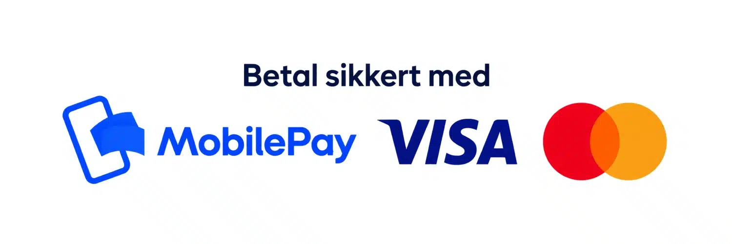 Betal sikkert med MobilePay, Visa og Mastercard